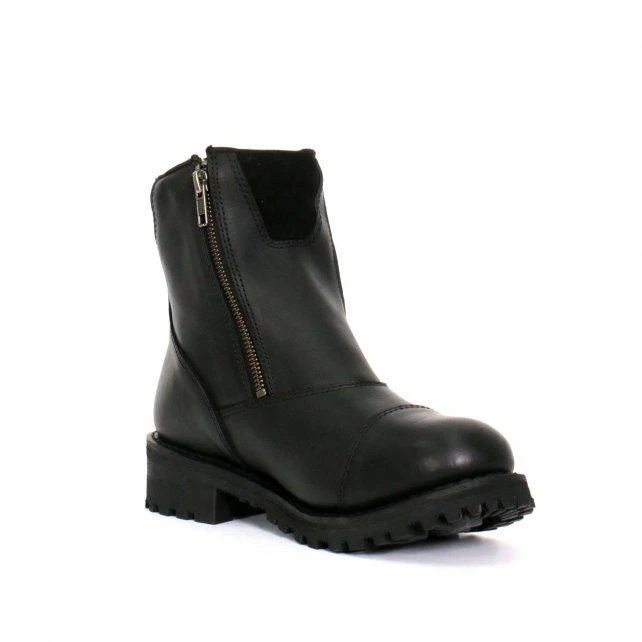 Hot Leathers BTL1002 Ladies Black 6-inch Double Zip Cap Toe Leather Boots 3 Hot Leathers BTL1002 Ladies Black 6-inch Double Zip Cap Toe Leather Boots