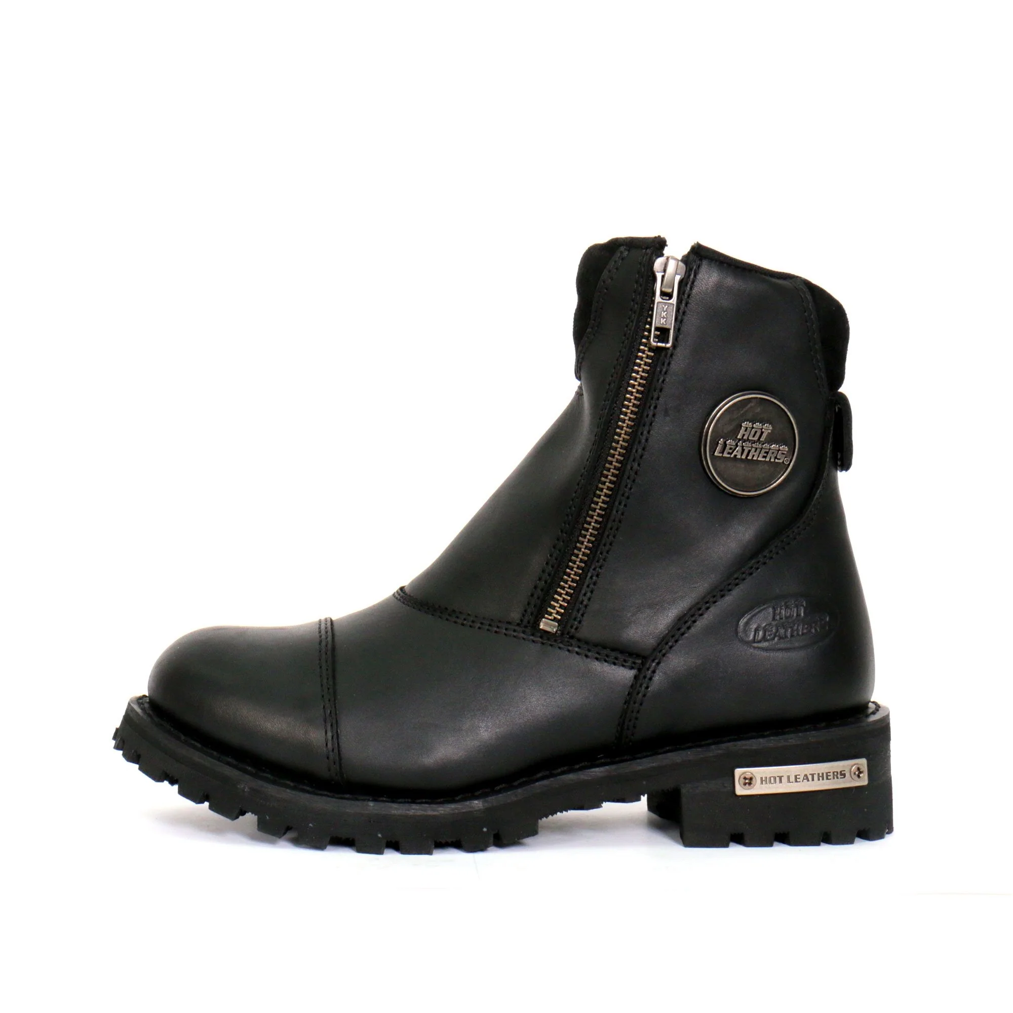 Hot Leathers BTL1002 Ladies Black 6-inch Double Zip Cap Toe Leather Boots 5 Hot Leathers BTL1002 Ladies Black 6-inch Double Zip Cap Toe Leather Boots