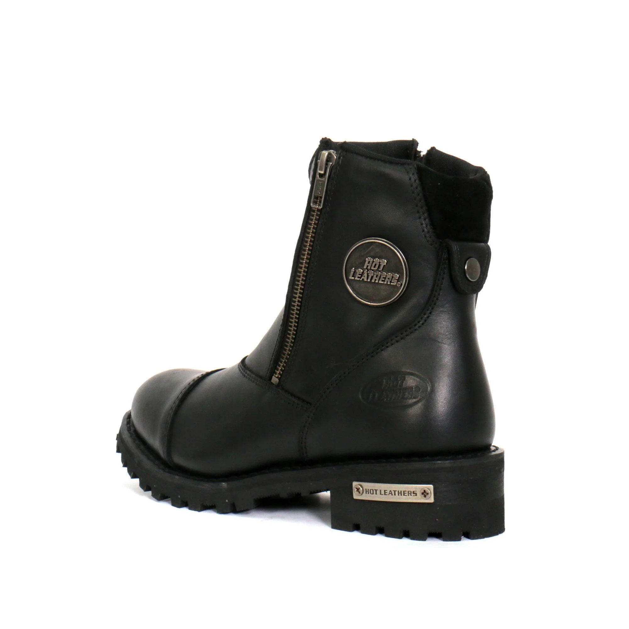 Hot Leathers BTL1002 Ladies Black 6-inch Double Zip Cap Toe Leather Boots 6 Hot Leathers BTL1002 Ladies Black 6-inch Double Zip Cap Toe Leather Boots