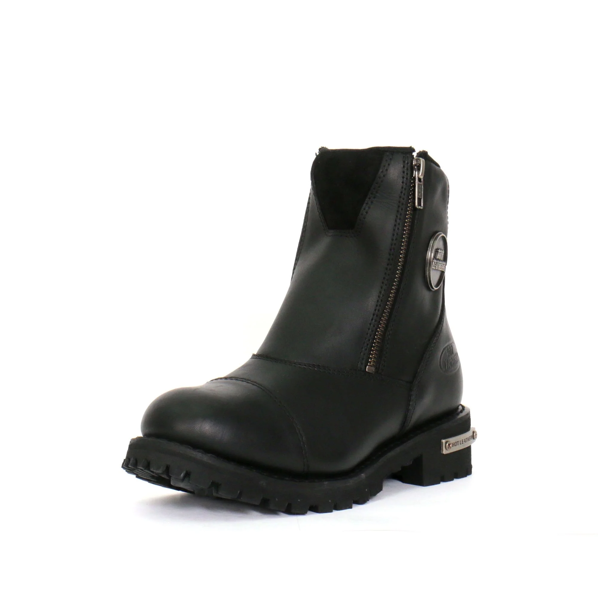 Hot Leathers BTL1002 Ladies Black 6-inch Double Zip Cap Toe Leather Boots 7 Hot Leathers BTL1002 Ladies Black 6-inch Double Zip Cap Toe Leather Boots