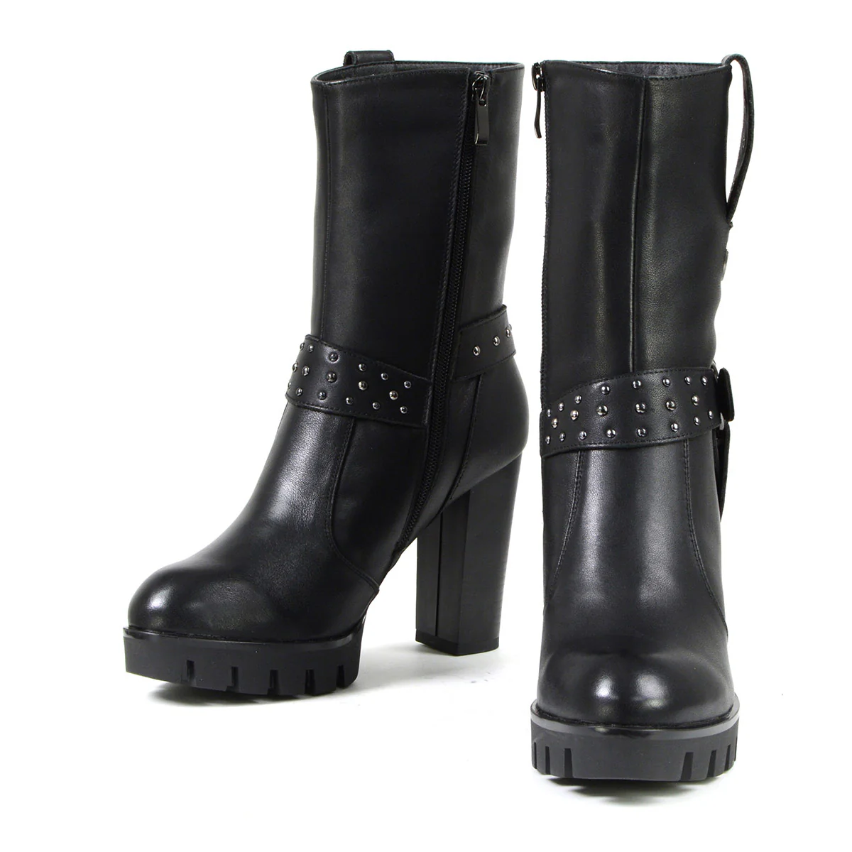Milwaukee Leather MBL9303 Women's Classic Black Leather Casual Fashion Boots with Block Heel 10 Milwaukee Leather MBL9303 Women's Classic Black Leather Casual Fashion Boots with Block Heel