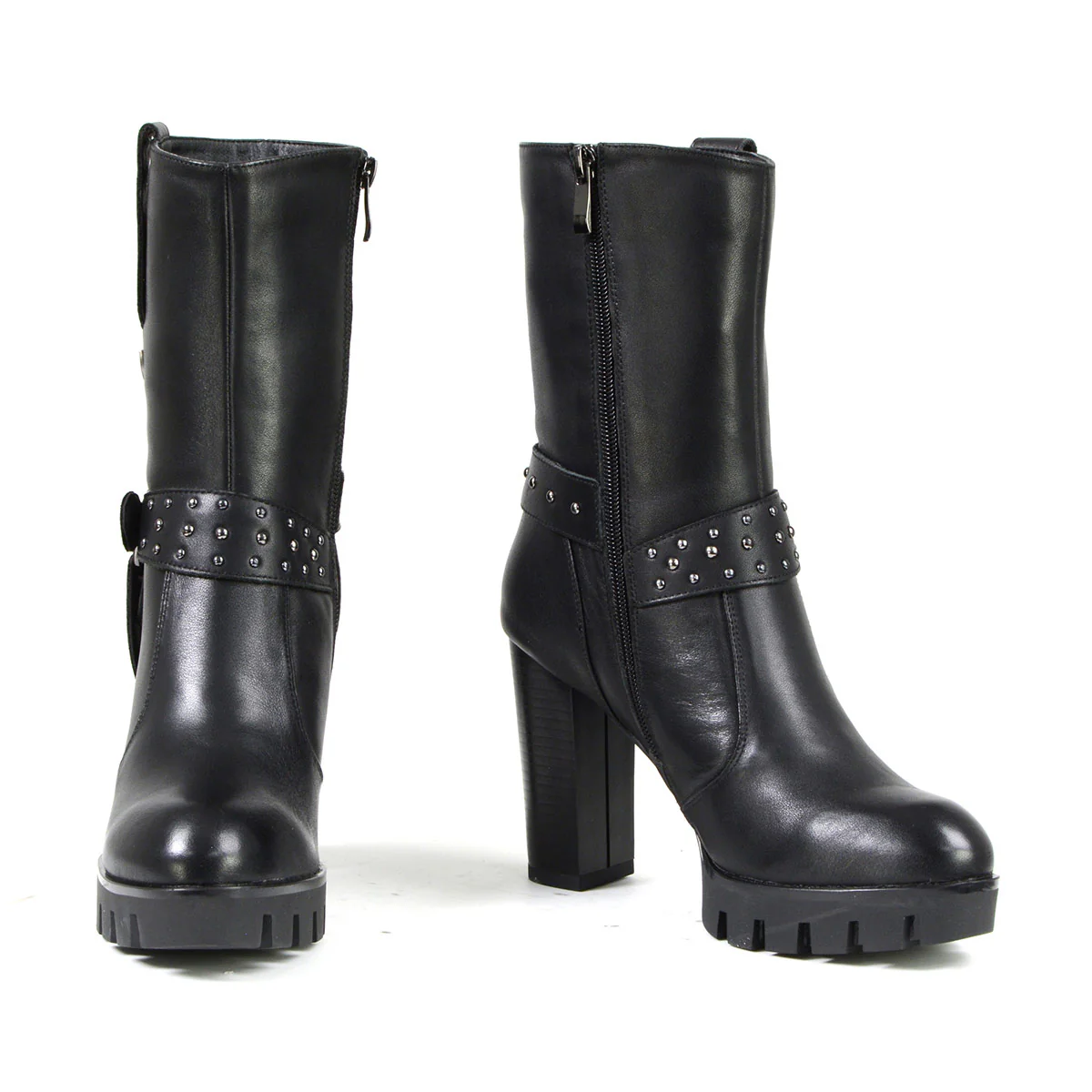 Milwaukee Leather MBL9303 Women's Classic Black Leather Casual Fashion Boots with Block Heel 2 Milwaukee Leather MBL9303 Women's Classic Black Leather Casual Fashion Boots with Block Heel