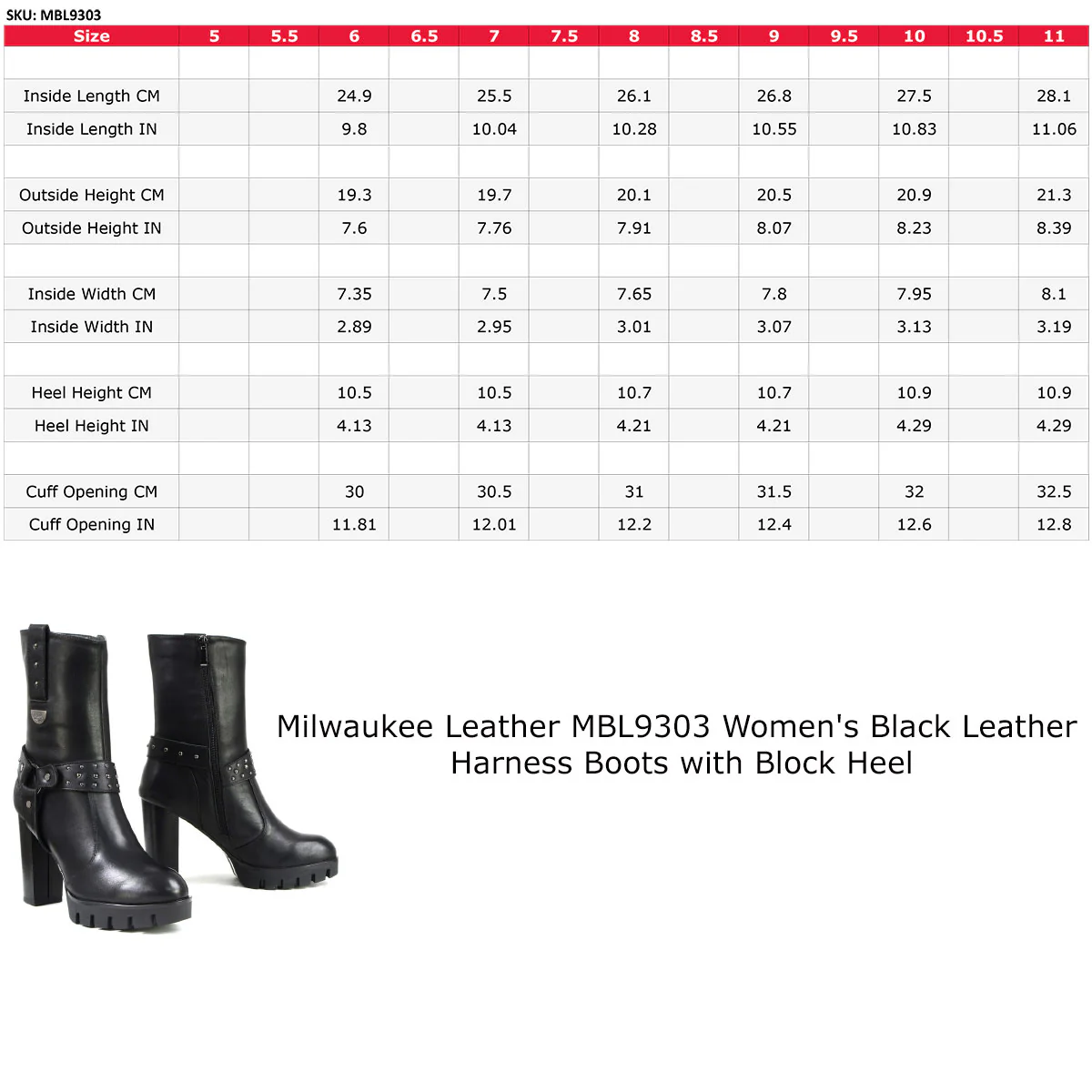 Milwaukee Leather MBL9303 Women's Classic Black Leather Casual Fashion Boots with Block Heel 3 Milwaukee Leather MBL9303 Women's Classic Black Leather Casual Fashion Boots with Block Heel