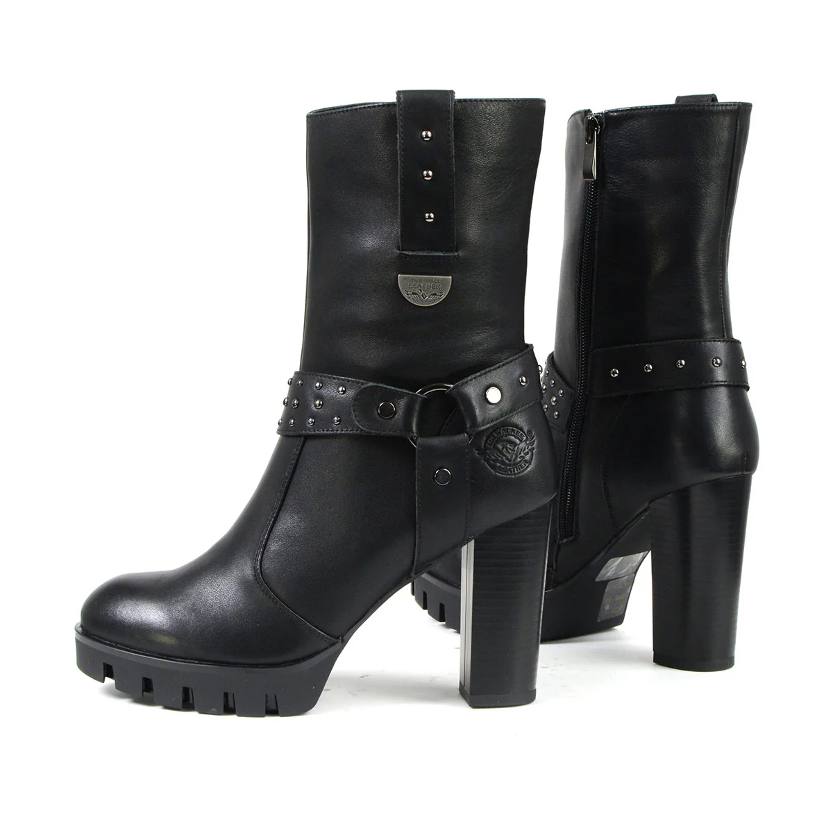 Milwaukee Leather MBL9303 Women's Classic Black Leather Casual Fashion Boots with Block Heel 5 Milwaukee Leather MBL9303 Women's Classic Black Leather Casual Fashion Boots with Block Heel