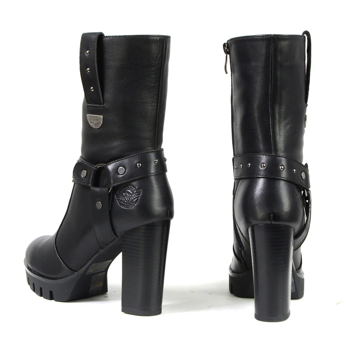 Milwaukee Leather MBL9303 Women's Classic Black Leather Casual Fashion Boots with Block Heel 6 Milwaukee Leather MBL9303 Women's Classic Black Leather Casual Fashion Boots with Block Heel
