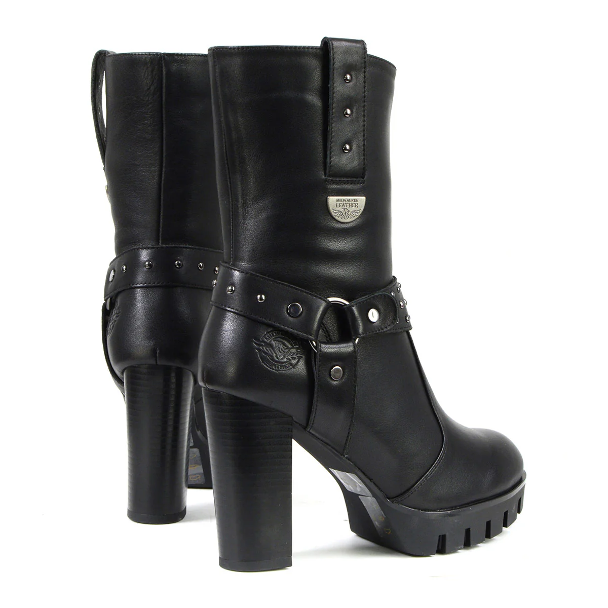 Milwaukee Leather MBL9303 Women's Classic Black Leather Casual Fashion Boots with Block Heel 7 Milwaukee Leather MBL9303 Women's Classic Black Leather Casual Fashion Boots with Block Heel