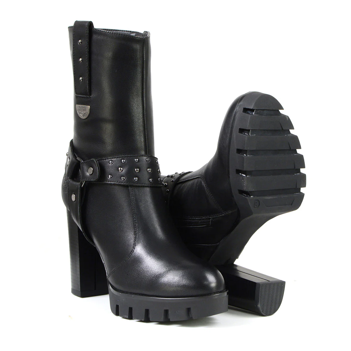 Milwaukee Leather MBL9303 Women's Classic Black Leather Casual Fashion Boots with Block Heel 9 Milwaukee Leather MBL9303 Women's Classic Black Leather Casual Fashion Boots with Block Heel