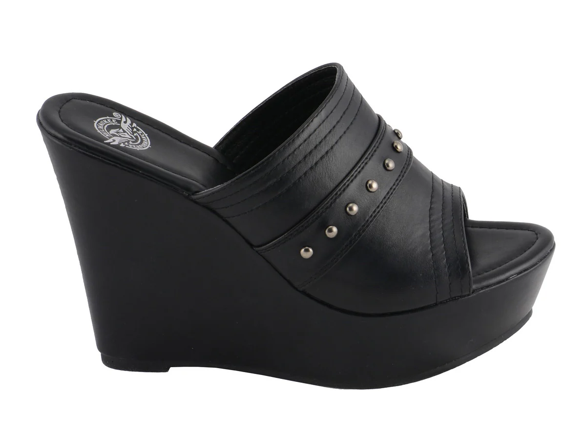 Milwaukee Leather MBL9408 Women's Black Open Toe Fashion Casual Platform Wedges with Rivet Details 11 Milwaukee Leather MBL9408 Women's Black Open Toe Fashion Casual Platform Wedges with Rivet Details