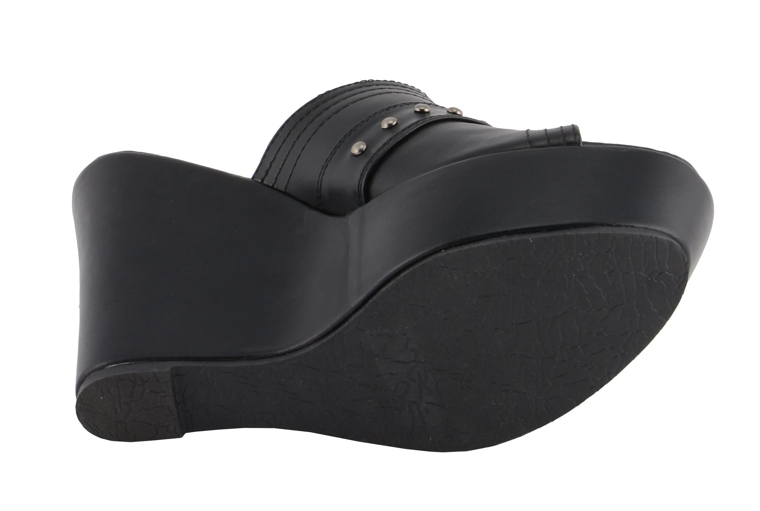 Milwaukee Leather MBL9408 Women's Black Open Toe Fashion Casual Platform Wedges with Rivet Details 7 Milwaukee Leather MBL9408 Women's Black Open Toe Fashion Casual Platform Wedges with Rivet Details