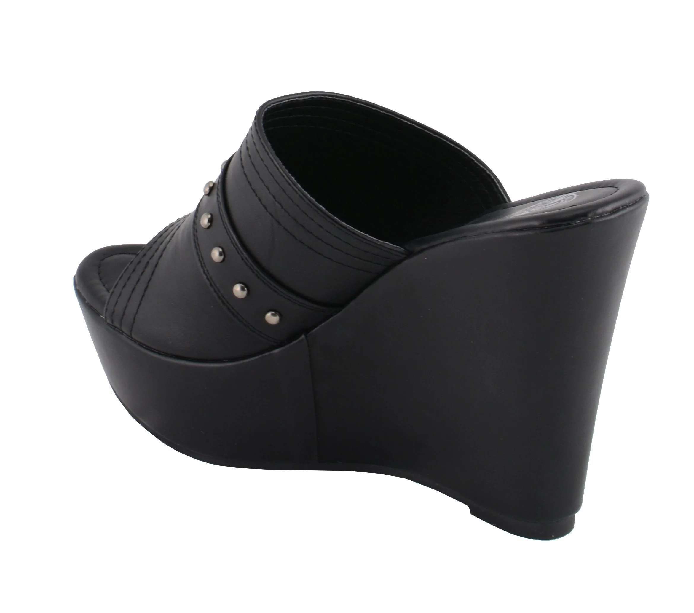 Milwaukee Leather MBL9408 Women's Black Open Toe Fashion Casual Platform Wedges with Rivet Details 8 Milwaukee Leather MBL9408 Women's Black Open Toe Fashion Casual Platform Wedges with Rivet Details