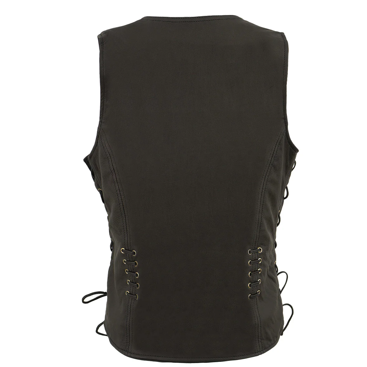 Milwaukee Leather Women's Classic V-Neck Black Leather Motorcycle Rider Vest w/ Adjustable Side Laces MLL4575 2 Milwaukee Leather Women's Classic V-Neck Black Leather Motorcycle Rider Vest w/ Adjustable Side Laces MLL4575