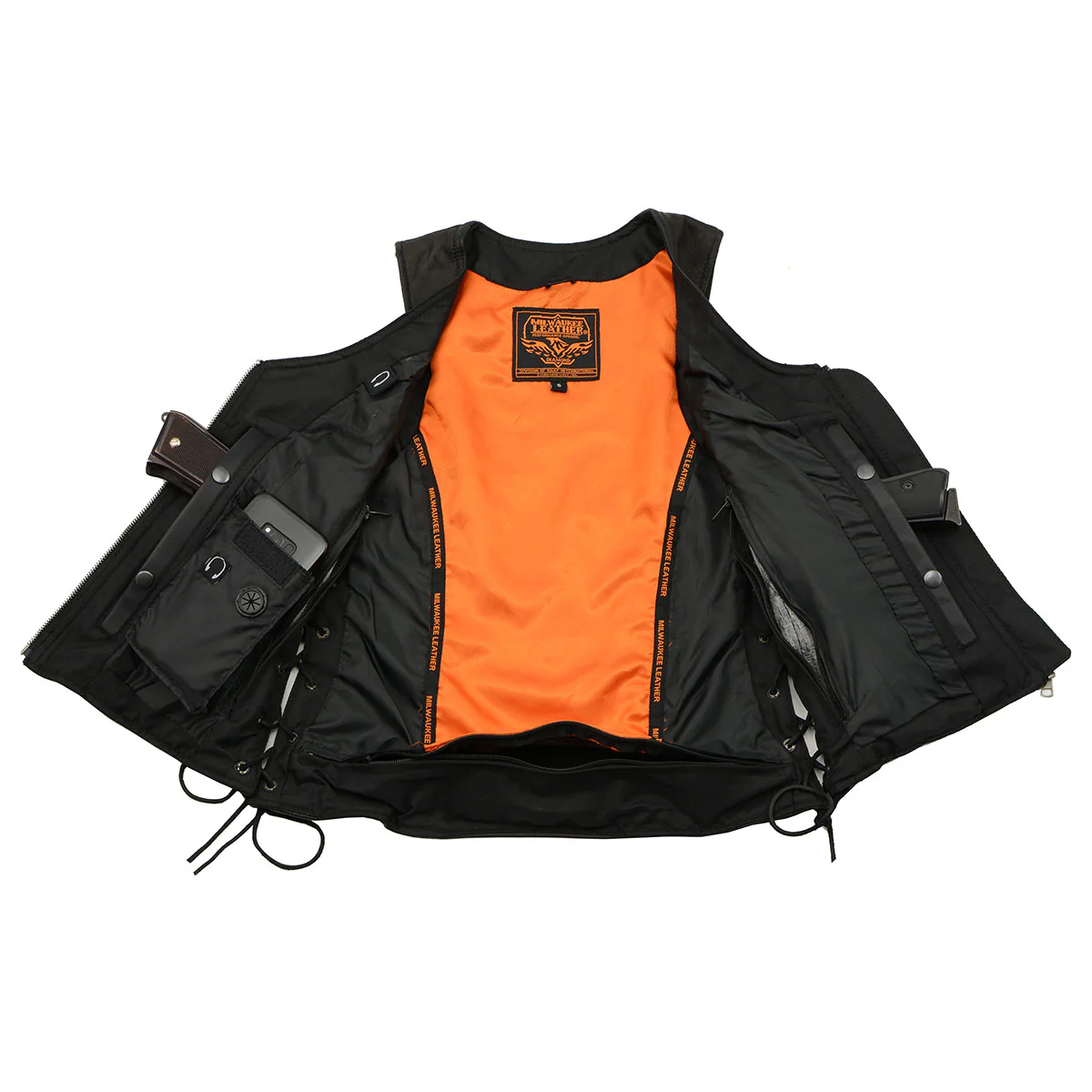 Milwaukee Leather Women's Classic V-Neck Black Leather Motorcycle Rider Vest w/ Adjustable Side Laces MLL4575 4 Milwaukee Leather Women's Classic V-Neck Black Leather Motorcycle Rider Vest w/ Adjustable Side Laces MLL4575