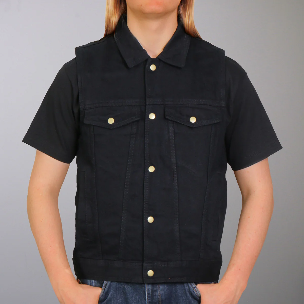 Hot Leathers VSM6002 Men's Black Denim Vest 5 Hot Leathers VSM6002 Men's Black Denim Vest