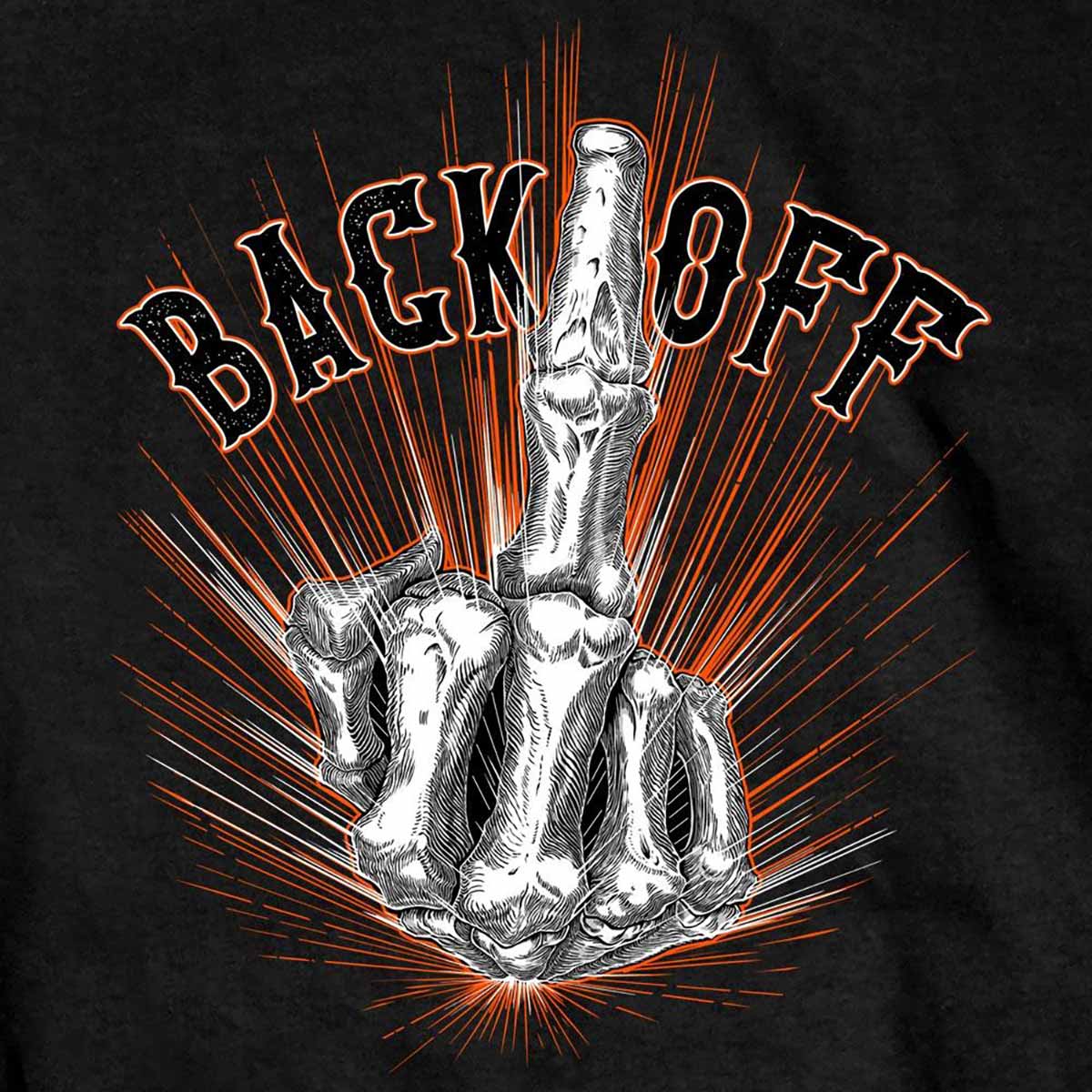 Hot Leathers GMD1453 Men's Back Off Bone Finger Black T-Shirt 4 Hot Leathers GMD1453 Men's Back Off Bone Finger Black T-Shirt