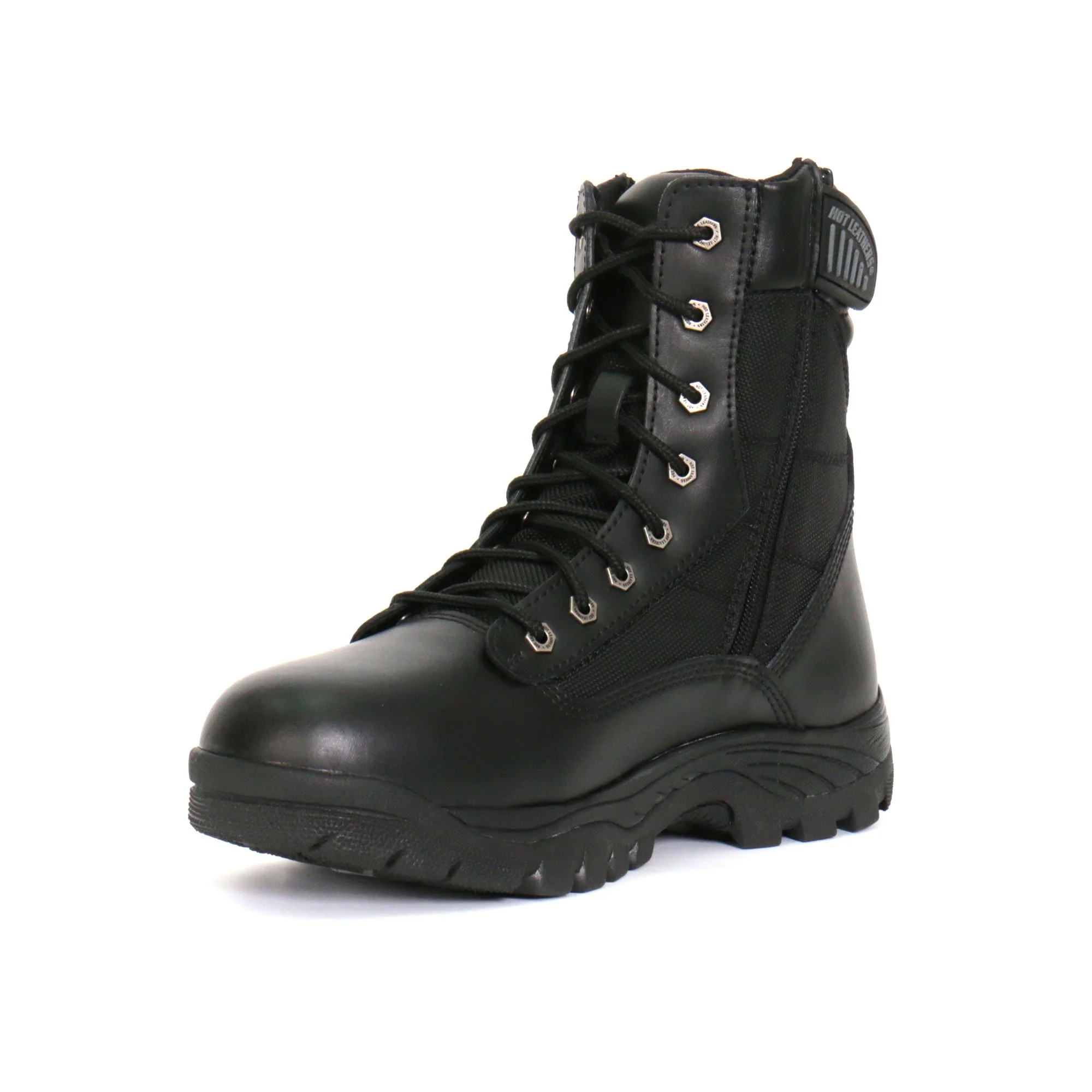 Hot Leathers BTM1012 Men's Black Leather Swat Style Lace Up Boots with Zippers 6 Hot Leathers BTM1012 Men's Black Leather Swat Style Lace Up Boots with Zippers