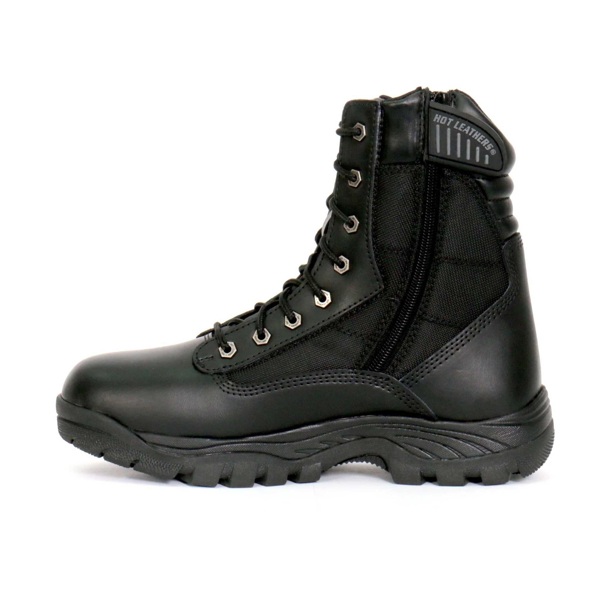 Hot Leathers BTM1012 Men's Black Leather Swat Style Lace Up Boots with Zippers 7 Hot Leathers BTM1012 Men's Black Leather Swat Style Lace Up Boots with Zippers