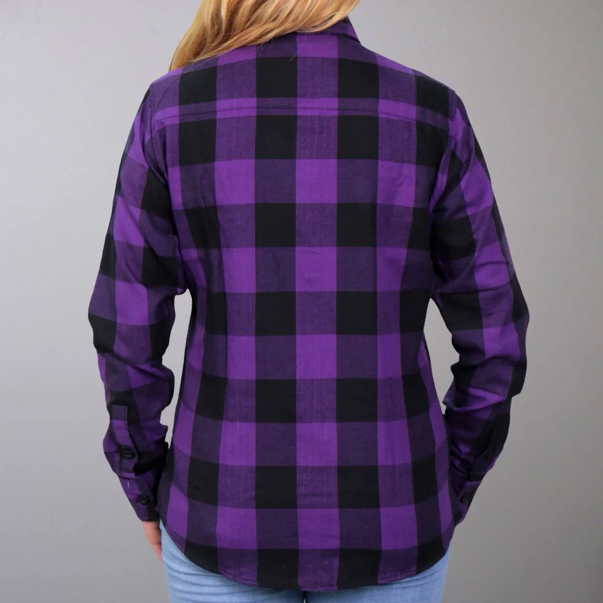 Hot Leathers FLL3003 Ladies Black and Purple Long Sleeve Flannel Shirt 2 Hot Leathers FLL3003 Ladies Black and Purple Long Sleeve Flannel Shirt