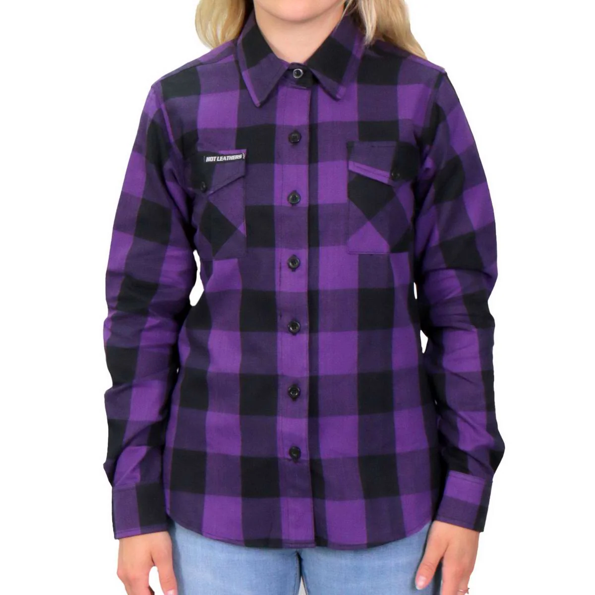 Hot Leathers FLL3003 Ladies Black and Purple Long Sleeve Flannel Shirt 4 Hot Leathers FLL3003 Ladies Black and Purple Long Sleeve Flannel Shirt