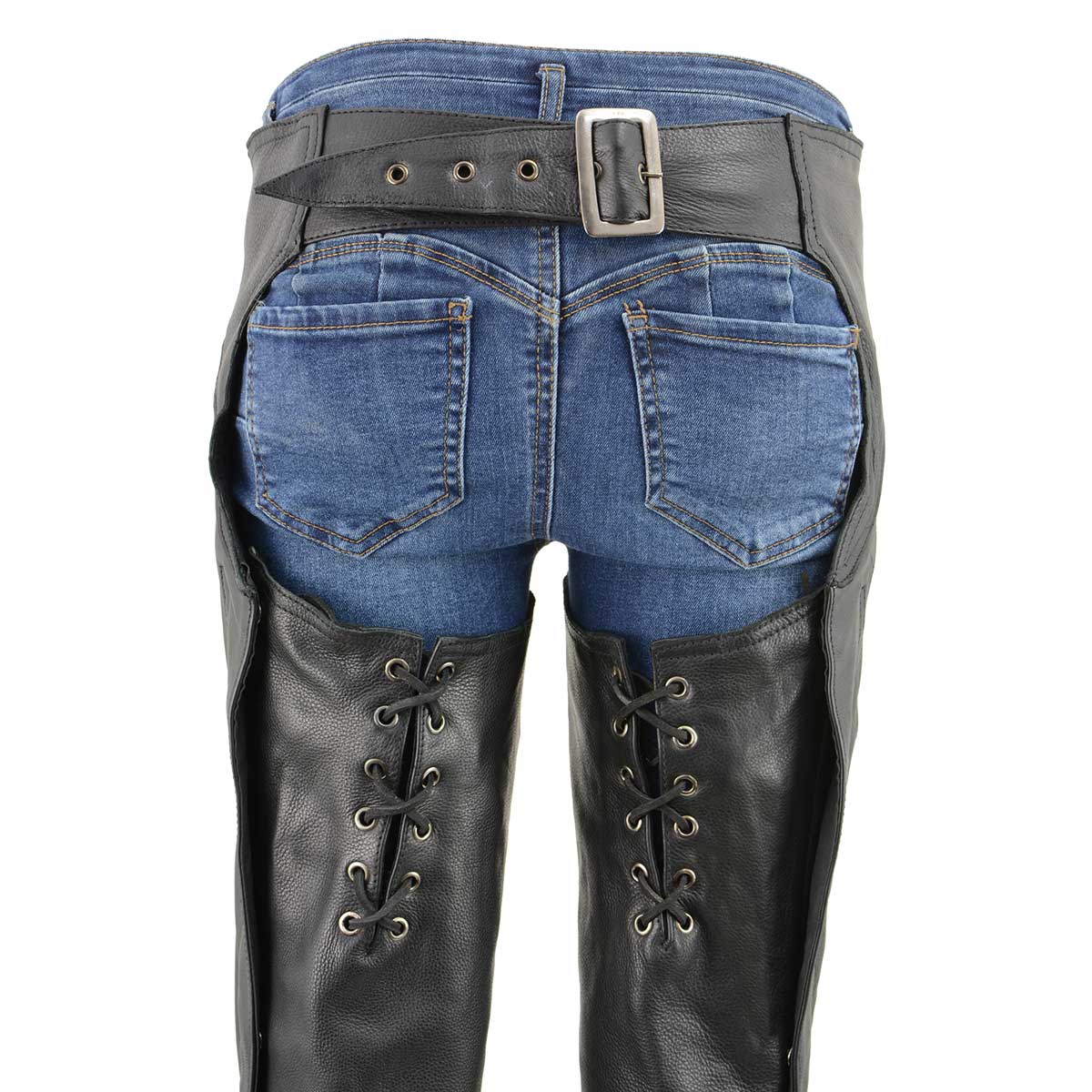 Milwaukee Leather Women's Black Premium Leather Motorcycle Rider Protective Chaps MLL6520 2 Milwaukee Leather Women's Black Premium Leather Motorcycle Rider Protective Chaps MLL6520