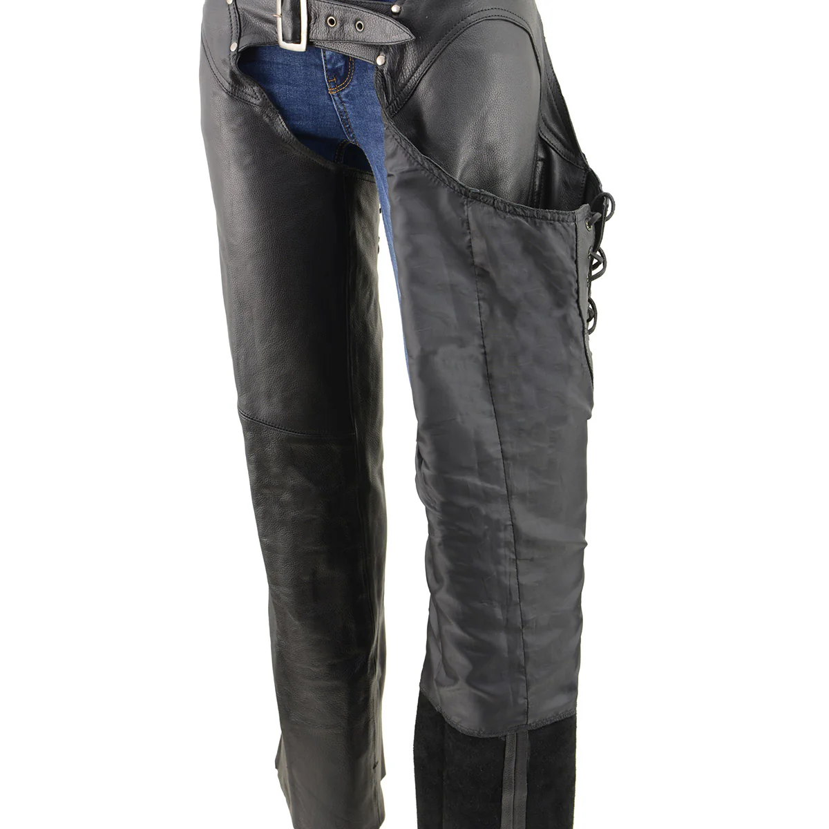 Milwaukee Leather Women's Black Premium Leather Motorcycle Rider Protective Chaps MLL6520 4 Milwaukee Leather Women's Black Premium Leather Motorcycle Rider Protective Chaps MLL6520