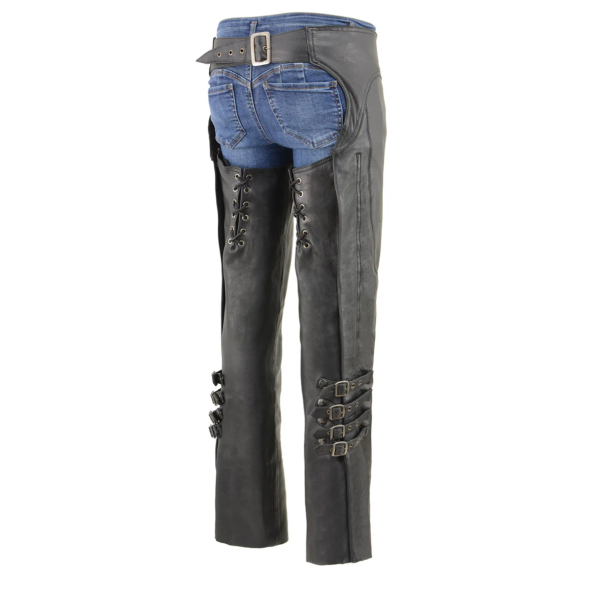Milwaukee Leather Women's Black Premium Leather Motorcycle Rider Protective Chaps MLL6520 5 Milwaukee Leather Women's Black Premium Leather Motorcycle Rider Protective Chaps MLL6520