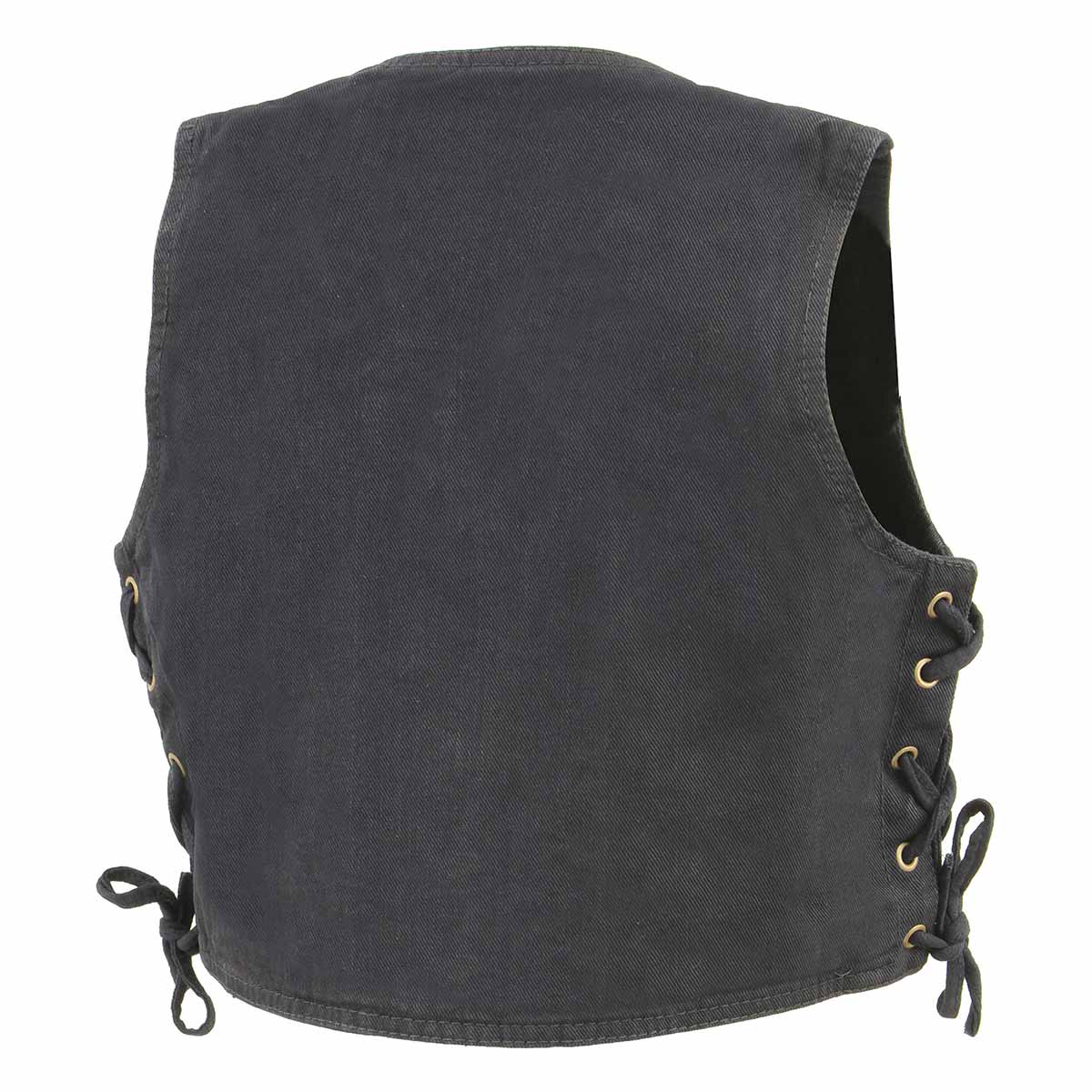 Milwaukee Leather MDK3900 Kids Classic Black Denim Side Lace Vest 4 Milwaukee Leather MDK3900 Kids Classic Black Denim Side Lace Vest