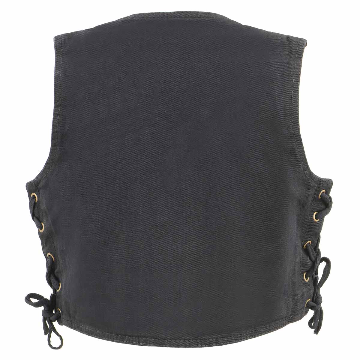 Milwaukee Leather MDK3900 Kids Classic Black Denim Side Lace Vest 5 Milwaukee Leather MDK3900 Kids Classic Black Denim Side Lace Vest