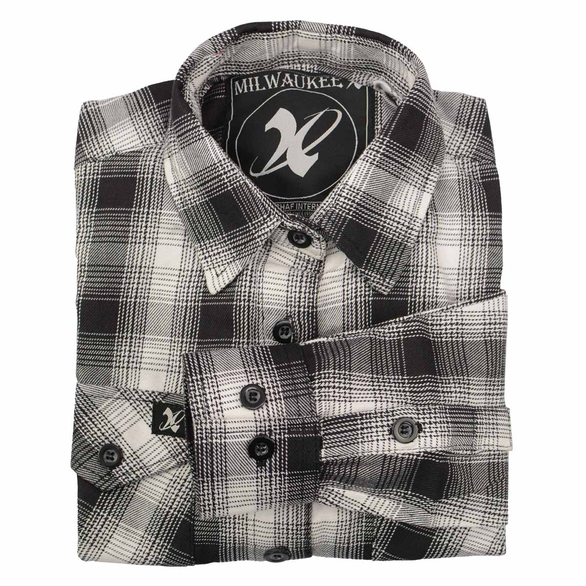 Milwaukee Leather MNG21600 Women's Casual Black and White Long Sleeve Cotton Flannel Shirt 7 Milwaukee Leather MNG21600 Women's Casual Black and White Long Sleeve Cotton Flannel Shirt