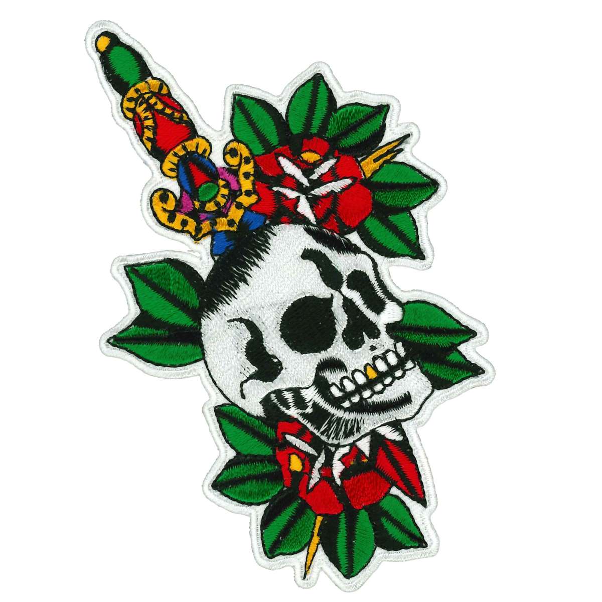 Hot Leathers Skull Dagger and Roses 3" Patch PPQ2004 1 Hot Leathers Skull Dagger and Roses 3" Patch PPQ2004