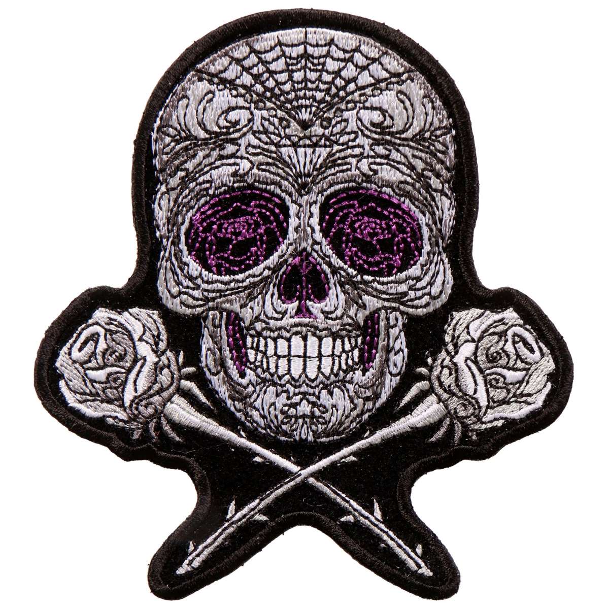 Hot Leathers Roses Sugar Skull 4"x5" Patch PPA9803 1 Hot Leathers Roses Sugar Skull 4"x5" Patch PPA9803