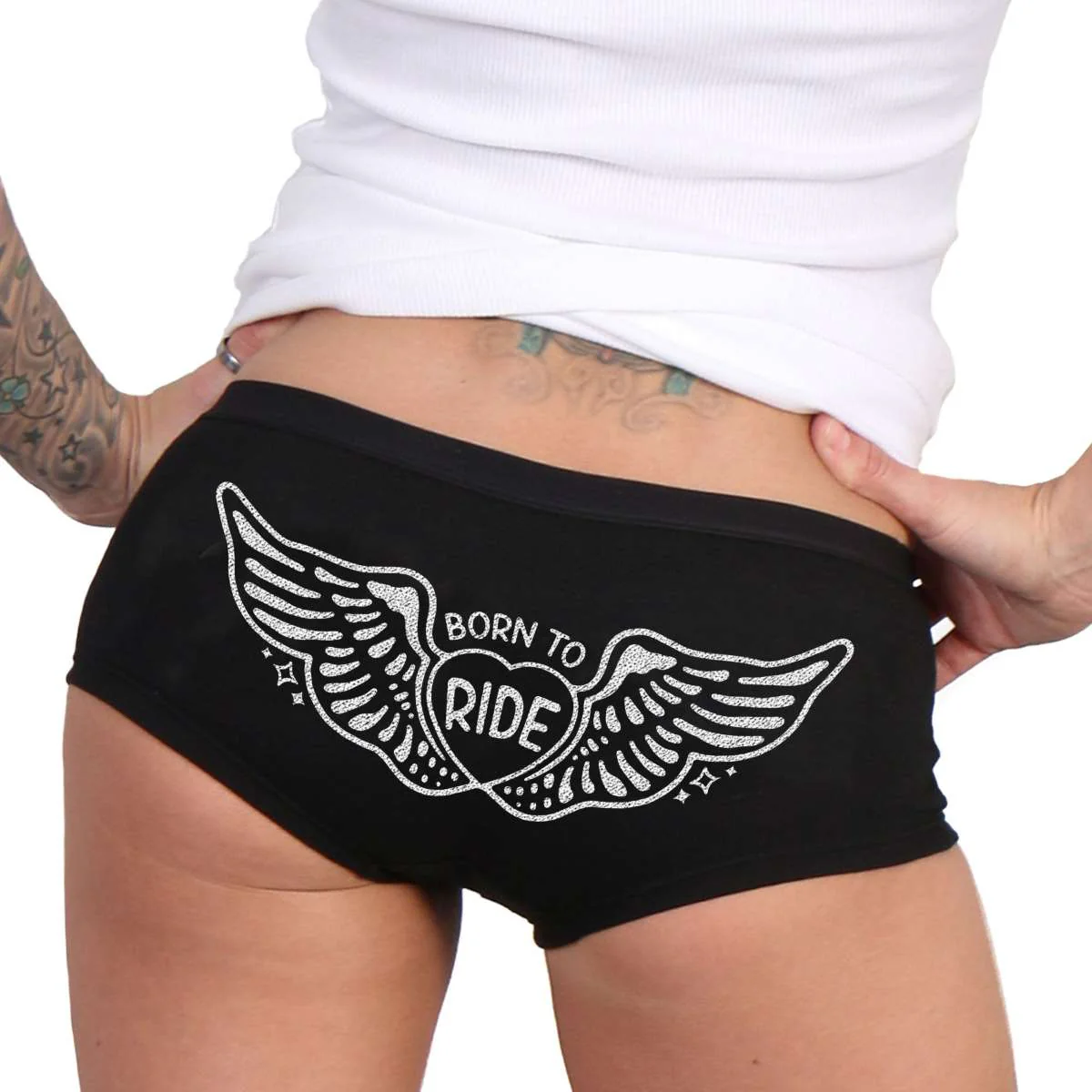 Hot Leathers Born To Ride Boy Shorts PTB7535 2 Hot Leathers Born To Ride Boy Shorts PTB7535