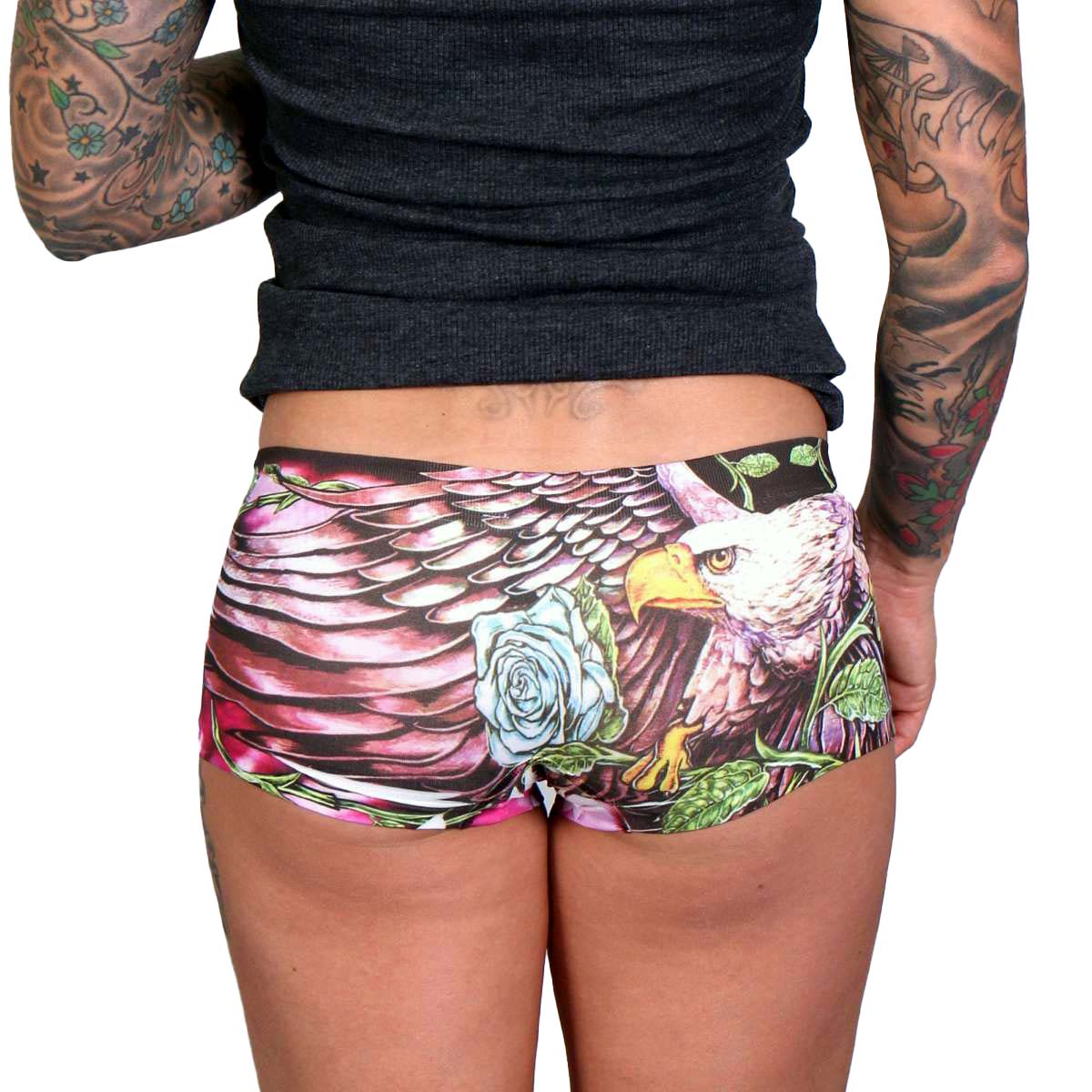 Hot Leathers Eagle Flowers Ladies Boy Shorts PTB7504 2 Hot Leathers Eagle Flowers Ladies Boy Shorts PTB7504