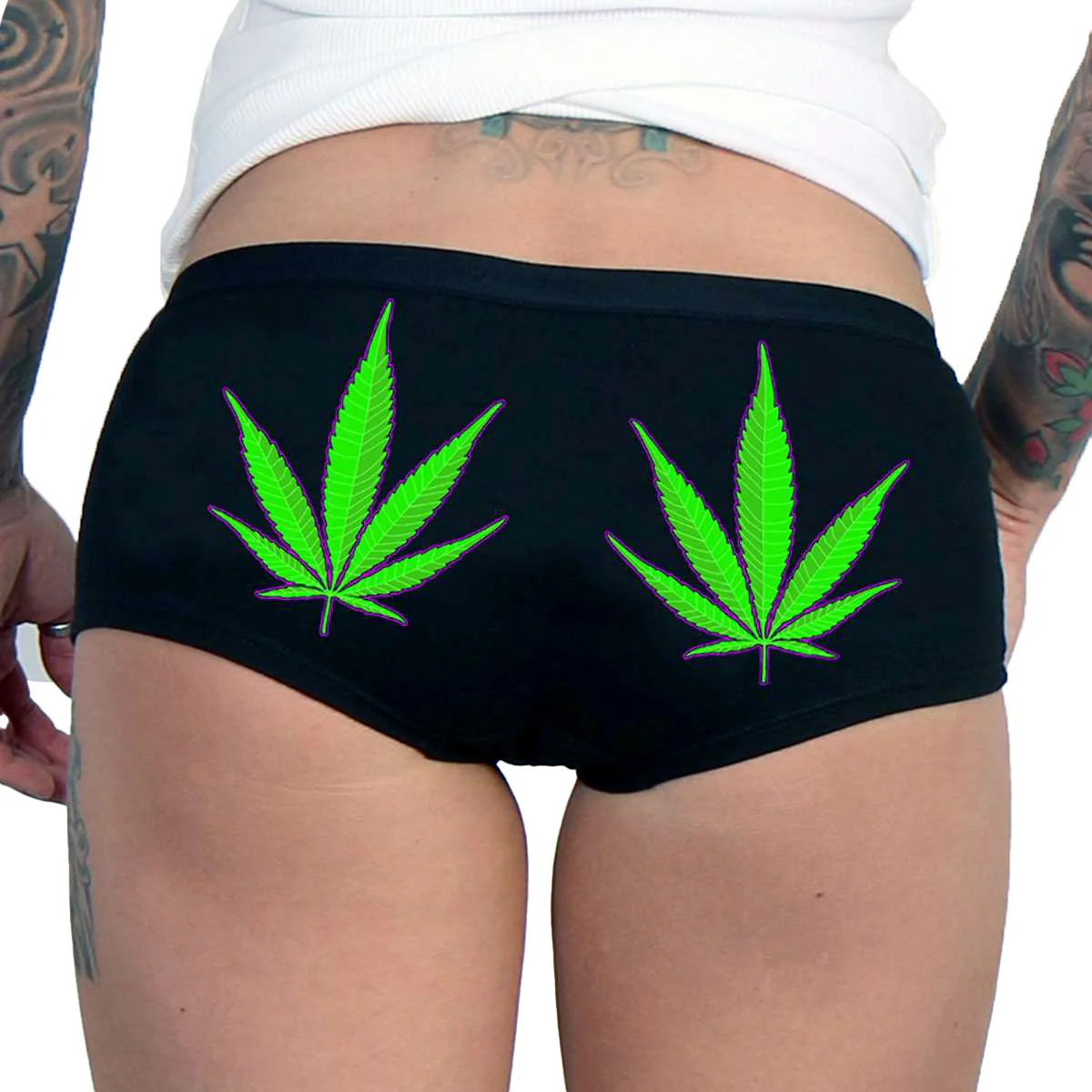 Hot Leathers Pot Leaves Ladies Boy Shorts PTB7479 2 Hot Leathers Pot Leaves Ladies Boy Shorts PTB7479